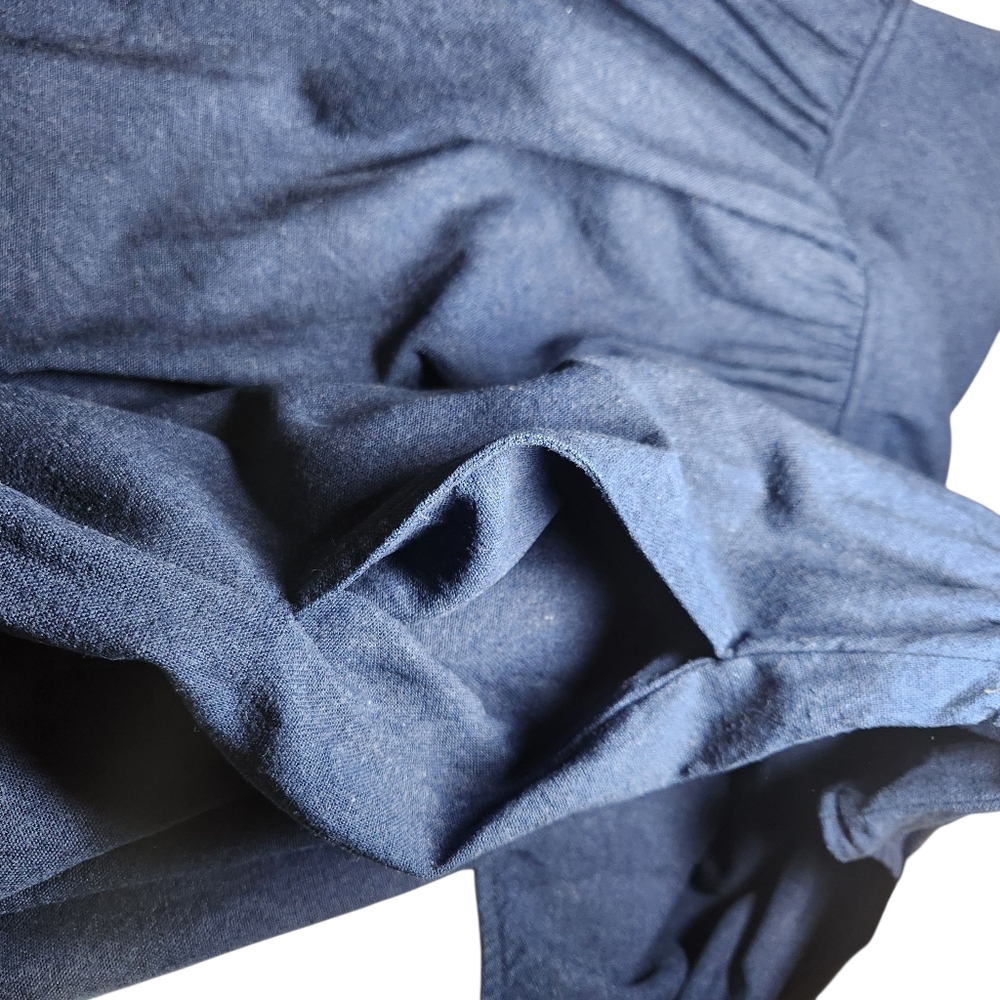 Vintage 90s Cottagecore Blue Sleeveless Dress Jumper Linen Pinafore Grandma L - Picture 9 of 13